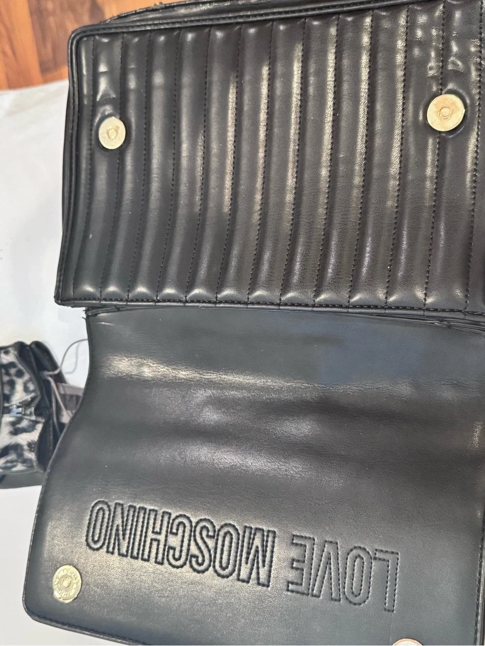 Love Moschino Black Quilted Messenger Bag with Gold Logo